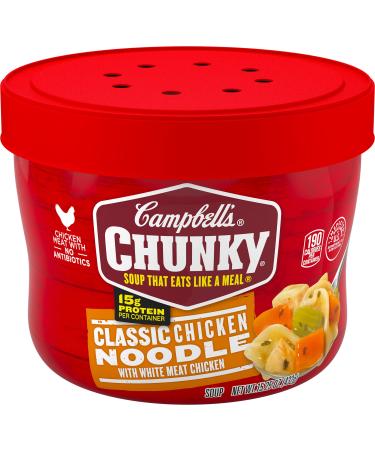Campbell's Chunky Soup, Classic Chicken Noodle Soup, 15.25 Oz Microwavable Bowl (Case of 8)