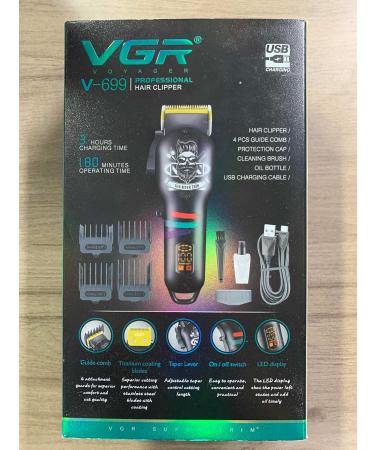 VGR Electric Hair Cipper for Men Professional Crod/Crodless Hair & Beard Trimmer Rechargeable Haircut Barber Clipper LED Display Hair Cutting Kit Black - Buy Online on GoSupps.com