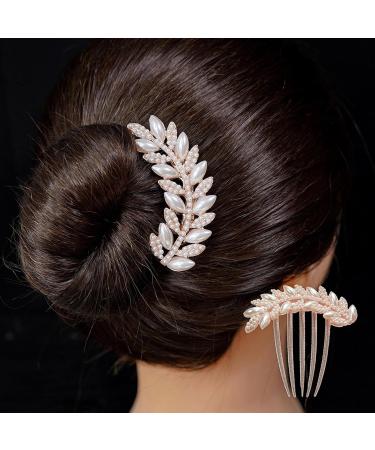 Bridal Bride Hair Accessories Pearl Alloy Leaf Hair Pin Wedding Hair Piece Pins for Women Mother of Bride Pearl Comb Pearl Hair Accessories for Wedding and Party - Buy Online on GoSupps.com