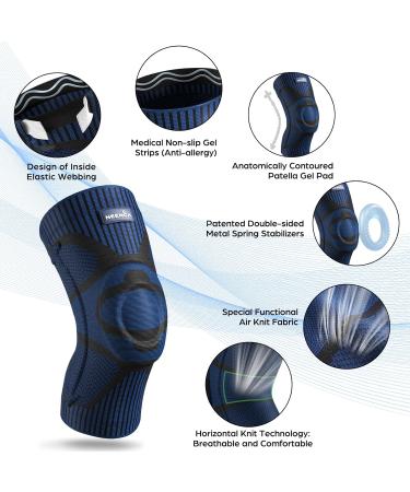 NEENCA 3XL Knee Compression Sleeve with Gel Pad & Stabilizers - Dark Blue - Buy Online on GoSupps.com