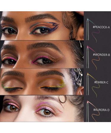Erinde Multichrome Gel Eyeliner Pencil  Glitter Metallic Intense Color Shifting Colorful Eye Liner Makeup  Long-Lasting  Smudge-proof  Waterproof  Pink Gold Shifting Eyeliner Pen (AURORA) AURORA-D - Buy Online on GoSupps.com