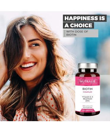 Biotin Hair Growth 10000 mcg Capsules with Vitamins D and E, Zinc, Selenium - Promotes Hair Growth, Skin and Nail Health - 120 Capsules by Nutralie - Buy Online on GoSupps.com