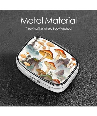 Japanese Mushroom Painting Pill Case | Cute 2 Compartment Travel Organizer | Small Pill Box for Purse & Gifts - Buy Online on GoSupps.com