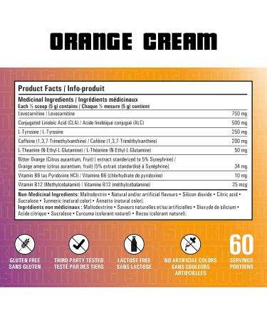 Revolution Nutrition Uprising Smokin' Hot CLA Carnitine Tartrate Caffeine Vitamin B6 B12 300g 60 Servings Orange Cream Orange Cream 300g - Buy Online on GoSupps.com