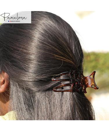 Parcelona Small Shell Slide Claw for Fine Hair | French Intricate Celluloid Side Slider Hair Updo - Buy Online on GoSupps.com