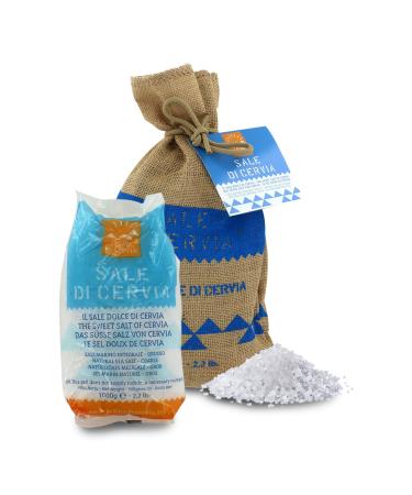 Brezzo Cervia Salt Coarse Integral Sea Salt Plastic Bag in Jute Outer Bag 1kg (Pack of 2)