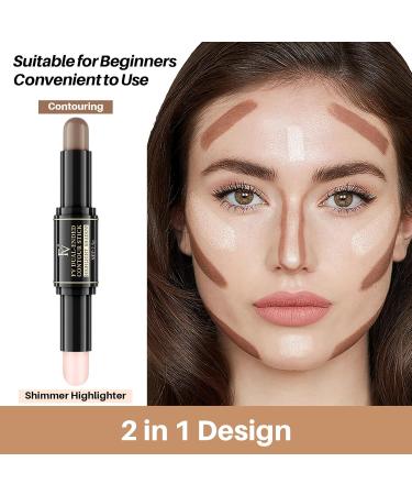 FV Contour Stick Dual-Ended Contouring Highlighter Stick Professional Makeup Waterproof Cream Contour Wand for Perfect Look Face Brighten Facial Shade Contouring Pen 0.26oz/7.5g (Fair/Light) - Buy Online on GoSupps.com