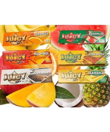 Bundle Pack Juicy Jay's Flavoured Rolling Papers - Pineapple Watermelon Coconut Mello Mango Orange Banana - 1 Pack of Each - 6 Packs Total