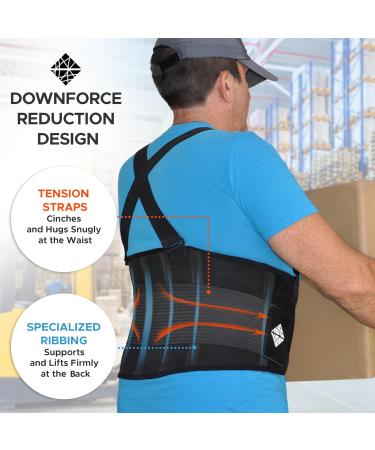 Lower Back Brace with Suspenders | Adjustable Support Belt for Men & Women | Durable 3XL Black for Heavy Lifting & Industrial Work Safety - Buy Online on GoSupps.com