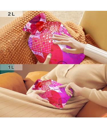 Valentine's Day Hearts Flowers Hot Water Bottle - 1L BAP Free Small Bag for Pain Relief & Cramps - Buy Online on GoSupps.com