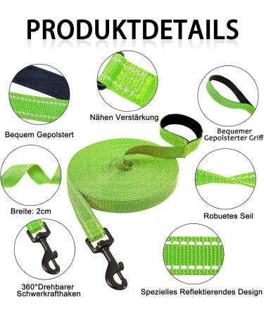 Demigreat Reflective Dog Leash - 3m/5m/10m/15m/20m Training Line with Padded Handle & Hand Loop for Small to Large Dogs - Durable & Versatile - Buy Online on GoSupps.com