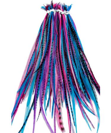 20 LONG NATURAL FEATHER HAIR EXTENSIONS WITH RINGS & APPLICATION LOOP (B GRADE) - BERRY