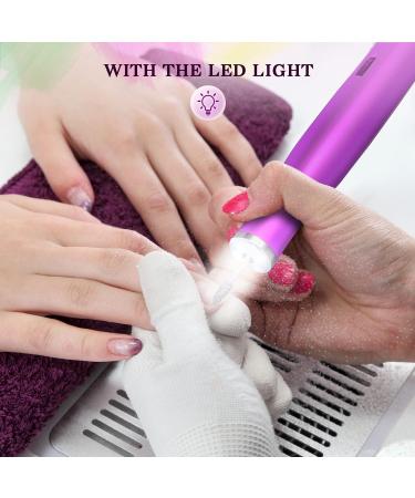 Zoccee 11-in-1 Electric Nail Cutter with Filing Light 22000 RPM Manicure Set for Gel & Acrylic Nails (No Battery Purple) - Buy Online on GoSupps.com