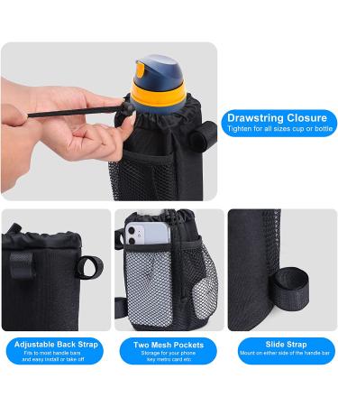 Bike Cup Holder - Adjustable Mount for Mountain, Road, and Kids Bikes - No Screws Required - Fits Water Bottles Up to 32oz - Handlebar Drink Cup Holder with Mesh Pockets - Buy Online on GoSupps.com