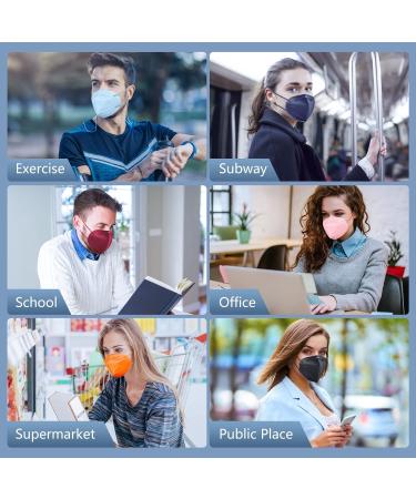 HALIDODO 60 Pack Individually Wrapped KN95 Face Mask - Breathable & Comfortable Safety Mask - Elastic Ear Loop and Nose Bridge Clip - Multi Color - Buy Online on GoSupps.com