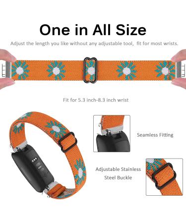 Miimall Soft Adjustable Nylon Fabric Band for Fitbit Inspire/Inspire 2/Inspire hr - Orange Daisy - Buy Online on GoSupps.com