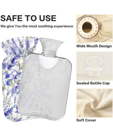 Hot Water Bottle with Lavender Flowers Cover - 2L Pain Relief for Adults & Children - Buy Online on GoSupps.com