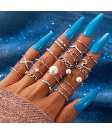 Shop Luvadeyo 18-Piece Vintage Silver Midi Rings & Multi-Layered Necklace Set for Women | Perfect Fashion Accessories & Storage Box - Buy Online on GoSupps.com