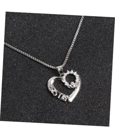 2pcs Love Souvenir Goldensilver Crystals Miss Clavicle for Personality Heart Letters Fashion Friend 52X2cm Silver - Buy Online on GoSupps.com