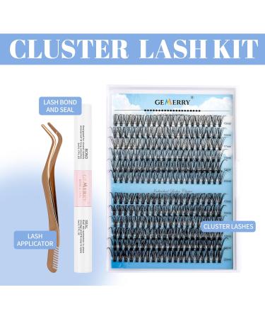 GEMERRY Cluster Eyelash Extensions Kit 240Pcs C Curl 15-20mm with Lash Bond, Seal & Applicator | DIY Individual Eyelash Kit for Personal Use - Buy Online on GoSupps.com