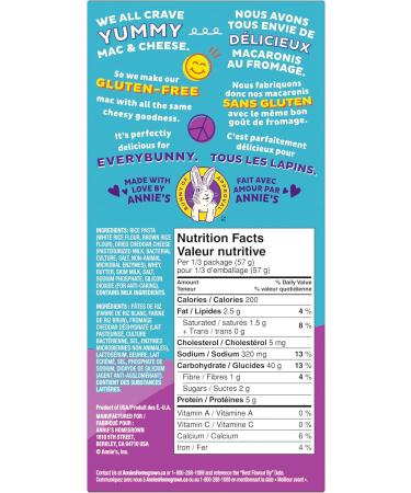 Annie s Homegrown Gluten Free Rice Pasta & Cheddar Macaroni & Cheese 170 Gram (Imported from Canada) & Gluten Free Rice Pasta & White Cheddar Macaroni & Cheese 170 Grams - Buy Online on GoSupps.com