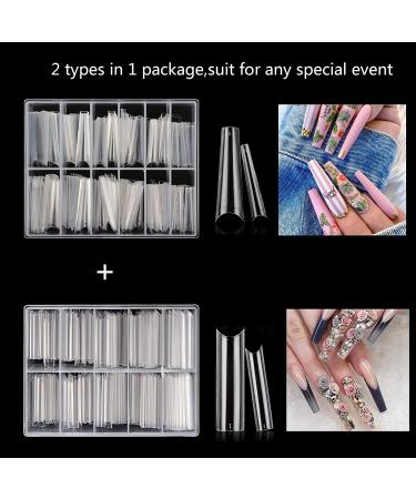 Elevate Your Nail Game with 480PCS XL Clear Nail Tips - Half Cover Coffin & C Curve for Acrylic Nails - Professional Quality for Salons & Home Use - Buy Online on GoSupps.com