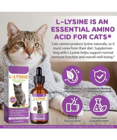 2 PCS L-Lysine Supplement for Cats, Immune & Respiratory Support Liquid with Natural Ingredients, Chicken Flavor Dietary Supplement for Skin, Coat & Eye Health, 2 fl oz - Buy Online on GoSupps.com