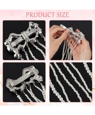 NICENEEDED Long Tassels Metallic Hair Clips Glossy Pearl Tessel Hair Barrettes Hairpins for Hair Decoration Ivory Beaded Pendant Ponytail Hair Clips for Women and Girls - Buy Online on GoSupps.com