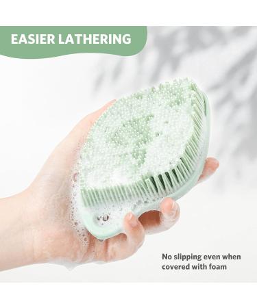 Sndyi Silicone Body Brush - Gentle Exfoliating Leaf-Shaped Shower Scrubber for Sensitive Skin | Foam-Forming Bristles in Firing Green Mint - Buy Online on GoSupps.com
