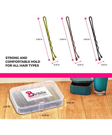 Biribila Bobby Pins 150 Pcs Black 5cm Long Hair Grips with Storage Box - Ideal Kirby Grips for Hair Styling & Make Up - Black, Brown & Gold - Buy Online on GoSupps.com