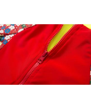 BONVERANO Baby Girls Sunsuit/Swimsuit UPF 50+ Sun Protection One-Piece with Sun Hat - Flowers Red | 18 Months - Buy Online on GoSupps.com