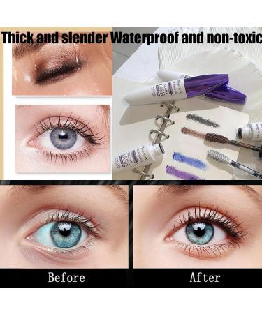  HISUNBEN Blue Mascara Waterproof 10ml Mascara Waterproof Durable Volumizing Curling Extension Makeup for Christmas Halloween Parties Weddings White Box (White Tube - Purple) - Buy Online on GoSupps.com