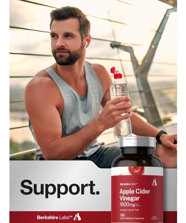 Horbaach Apple Cider Vinegar Capsules | 1800mg | 180 Count | Non-GMO Gluten-Free Supplement | by Berkshire Labs - Buy Online on GoSupps.com