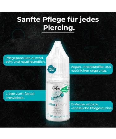 Inkness Set of 3 x 10ml After-Piercing Lotions Supports piercing inflammation and healing Piercing Aftercare for ear nose and navel with 99% natural ingredients + panthenol - Buy Online on GoSupps.com