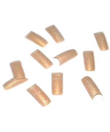 100 Gold Glitter False French Acrylic Nail Art Sparkle Tips Size 1-10 by Kiara H&B