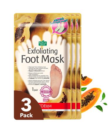 PUREDERM Exfoliating Foot Mask (3 Pack) - Foot Peel Mask Treatment for Cracked Heels Dry skin Callused Feet -Vegan Formula Remover Dead Skin With Papaya Lemon Orange & Other Botanical Extracts Makes Your Feet Baby Soft & S…