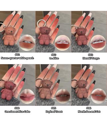 MISEDI 2pcs 2 in 1 Key Chain Bear Lipstick Mist Matte Velvet Lipstick | Waterproof Long Lasting Lip Gloss - Cute Bear Beauty Makeup - Buy Online on GoSupps.com