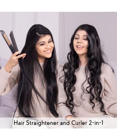 ANGENIL Ionic Hair Straightener and Curler 2 in 1 - Professional Flat Iron Ceramic Titanium, Fast Heating, Dual Voltage - Gray - Buy Online on GoSupps.com