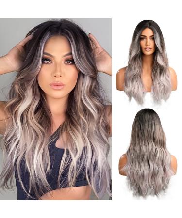 Oefei long corrugated ombre black gray wigs for women natural synthetic hair heat -resistant wigs for daily party cosplay - Buy Online on GoSupps.com