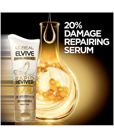 L'Oreal Paris Elvive Total Repair 5 Rapid Reviver Deep Conditioner - 6 oz | Repairs Damaged Hair, Heat Protectant with Protein Serum - Buy Online on GoSupps.com