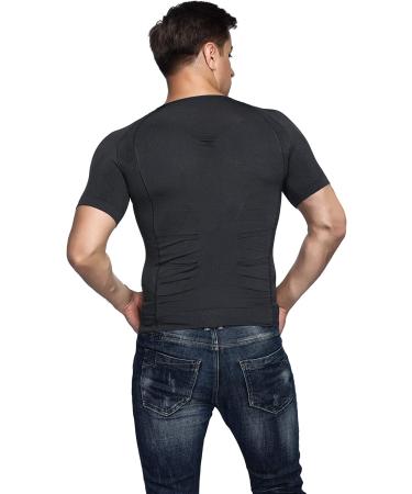 Odoland Men's Slimming Shirt Tummy Vest Thermal Compression Base Layer - Dark Gray, Large - Buy Online on GoSupps.com