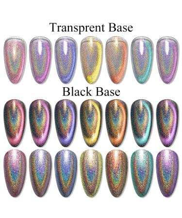 Supwee 2-IN-1 Holographic 9D Cat Eye Gel Nail Polish Kit - Galaxy Chameleon Magnetic Soak Off UV Gel with Magnet Stick and Black Nail Art Design - Laser Holo Cat Eye Polish - Buy Online on GoSupps.com