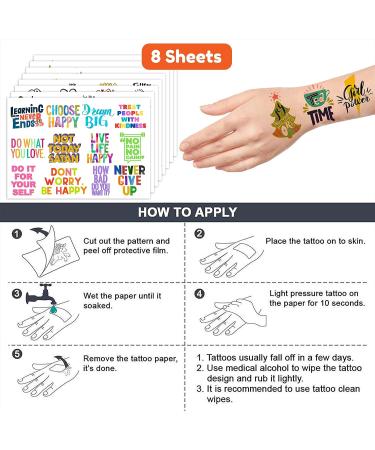 Motivational Inspirational Temporary Tattoos - 8 Sheets/96 PCS | Cute Quote Stickers for Kids - Birthday Party Favors, School Prizes, Carnival Decorations - Buy Online on GoSupps.com