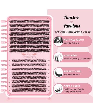 192 Pcs Lash Clusters 2 Styles Mixed Cluster Lashes DIY Eyelash Extensions Eyelash Cluster Extension DIY Individual Lashes Super Thin Band Soft and Easy to Wear (Flawless+Fabulous D-Mix) 8-16mix(192PCS)D Curl Flawless+Fabulous - Buy Online on GoSupps.com