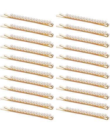Qearl 20 Pcs Pearl Bobby Pins  Elegant Pearl Gold Hair Clips  Vintage Pearl Hairpins Tiny Pearl Bobby Pin for Wedding Accessories