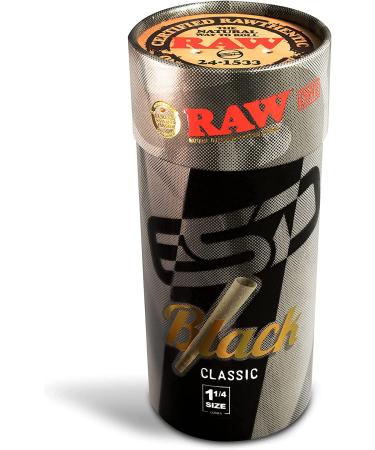 RAW Cones Classic Black 1-1/4 Size 100 Pack - Natural Pre Rolled Rolling Paper with Tips & Packing Tubes | Slow Burning & Thin | 100 Count - Buy Online on GoSupps.com