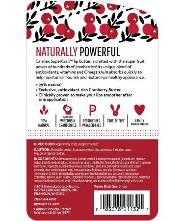 Carmex SuperCran Lip Butter Tube - 99% Natural (2 Pack) - Buy Online on GoSupps.com