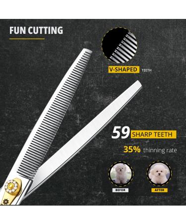 Dream Reach 8 Inch Dog Thinning Scissors - Ergonomic 440C Stainless Steel 59 Teeth Professional Grooming Tools - 30-35% Thinning Rate - Buy Online on GoSupps.com