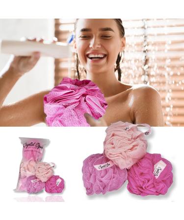 3-Pack Deluxe Shower Puffs - Long Lasting Quality for Smooth, Exfoliated Skin - Pink Shades - Buy Online on GoSupps.com