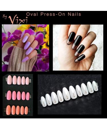 Vixi 600 Long Oval Nail Set with Prep File - 10 Sizes Clear Express Full Cover False Fingernail Extensions for Salon & Home Use - Buy Online on GoSupps.com